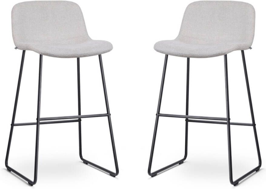 Nolon Nino-Mats Barkrukken Set van 2 Beige Zwart Onderstel Zithoogte 75 cm Stof Keuken