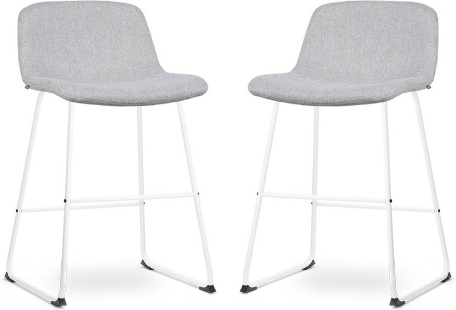 Nolon Nino-Mats Barkrukken Set van 2 Lichtgrijs Wit Onderstel Zithoogte 65 cm Stof Voor Kookeiland