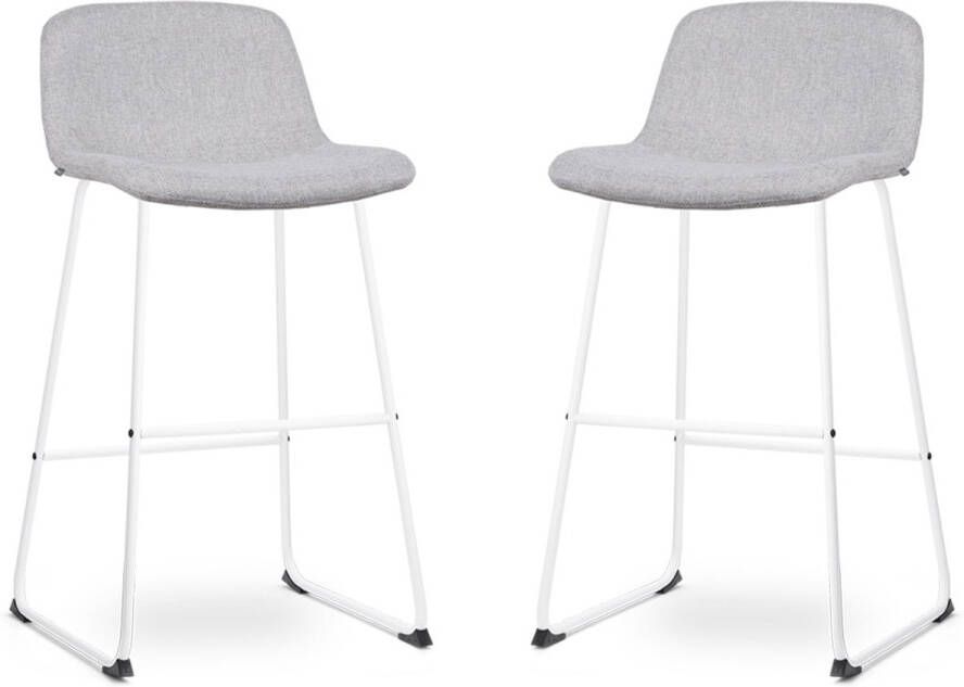 Nolon Nino-Mats Barkrukken Set van 2 Lichtgrijs Wit Onderstel Zithoogte 75 cm Stof Keuken