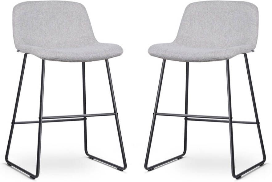 Nolon Nino-Mats Barkrukken Set van 2 Lichtgrijs Zwart Onderstel Zithoogte 65 cm Stof Voor Kookeiland