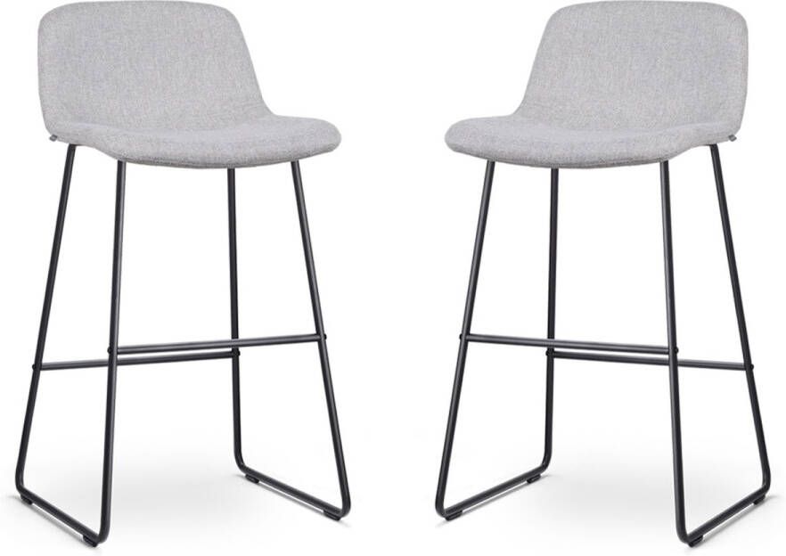 Nolon Nino-Mats Barkrukken Set van 2 Lichtgrijs Zwart Onderstel Zithoogte 75 cm Stof Keuken