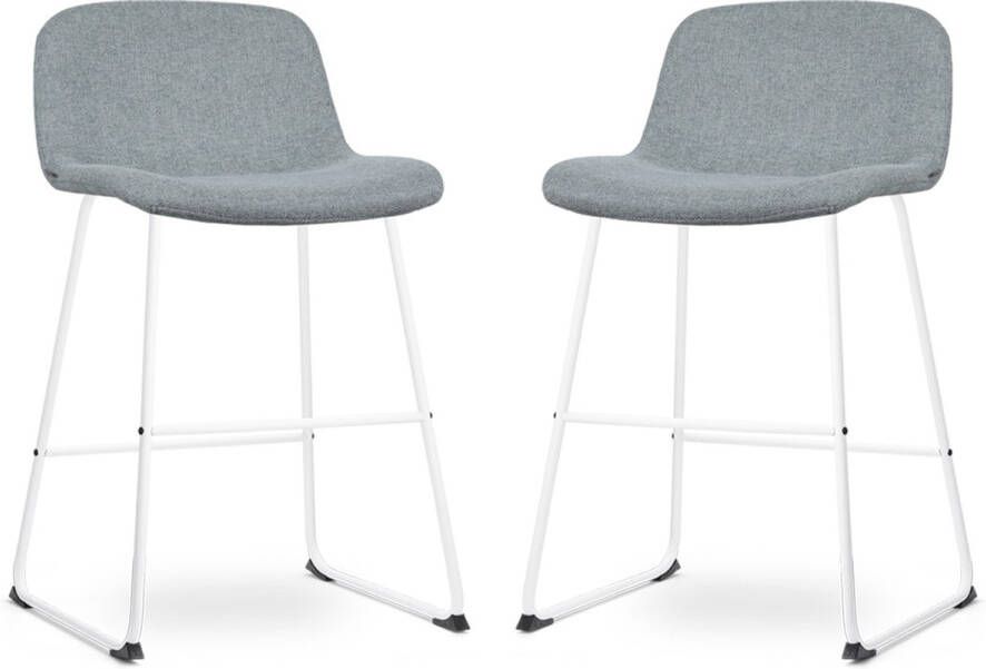 Nolon Nino-Mats Barkrukken Set van 2 Zacht Groen Wit Onderstel Zithoogte 65 cm Stof Voor Kookeiland