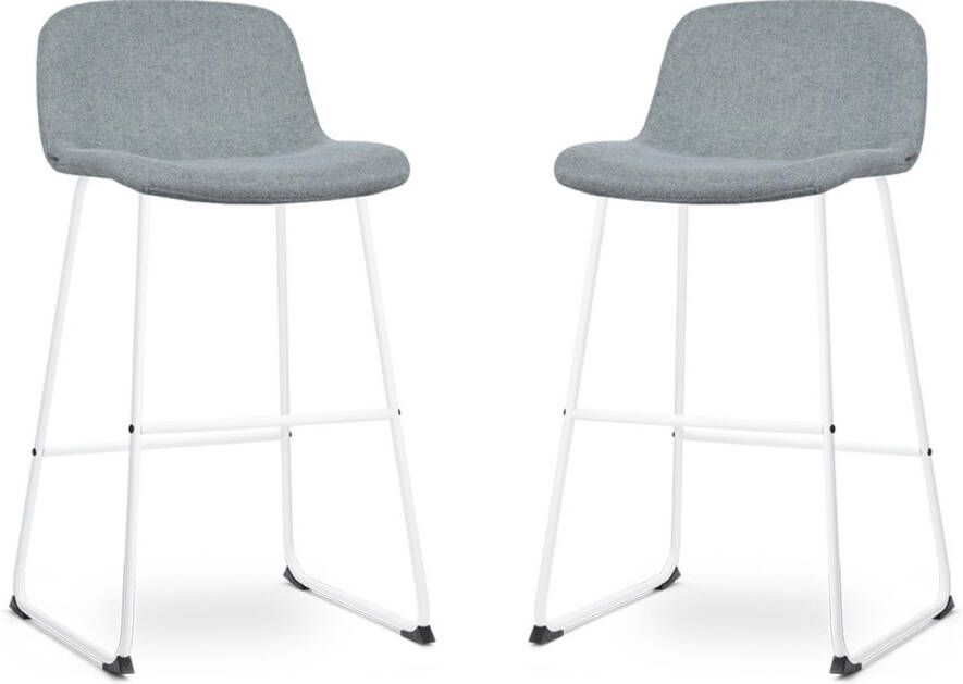 Nolon Nino-Mats Barkrukken Set van 2 Zacht Groen Wit Onderstel Zithoogte 75 cm Stof Keuken