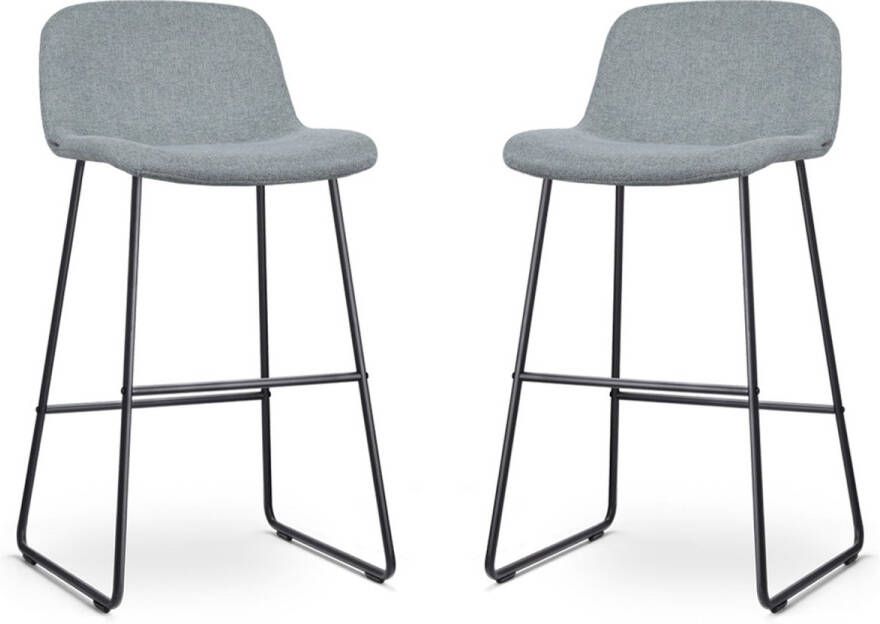 Nolon Nino-Mats Barkrukken Set van 2 Zacht Groen Zwart Onderstel Zithoogte 75 cm Stof Keuken