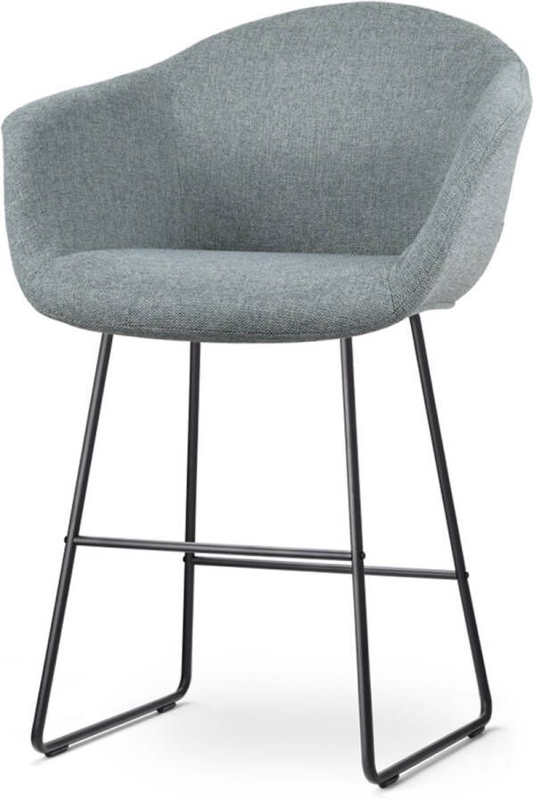 Nolon Nino-Otis Barkruk Zacht Groen Mint met Armleuning Zwart Onderstel 65 cm Stof Kookeiland Barkruk met Rugleuning