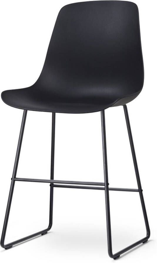 Nolon Nino-Pip Barkruk Zwart Kunststof Zitting Zwart Onderstel 65 cm Kookeiland Barkruk met Rugleuning