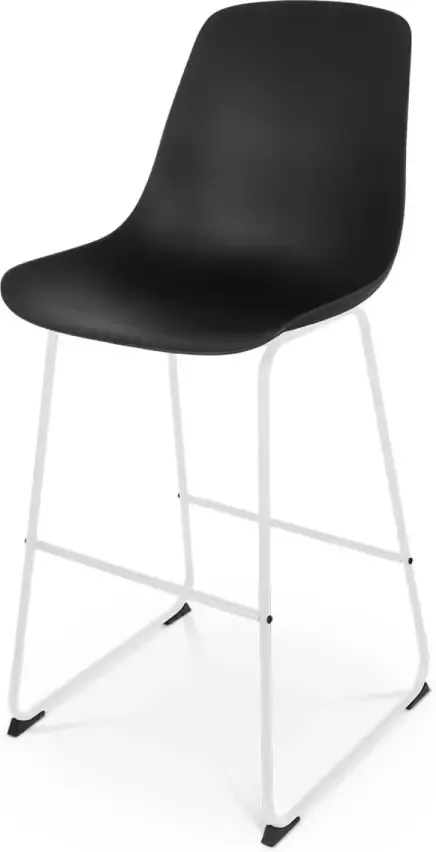 Nolon Nino-Pip Barkruk Zwart Kunststof Zitting Wit Onderstel 75 cm Barstoel met Rugleuning