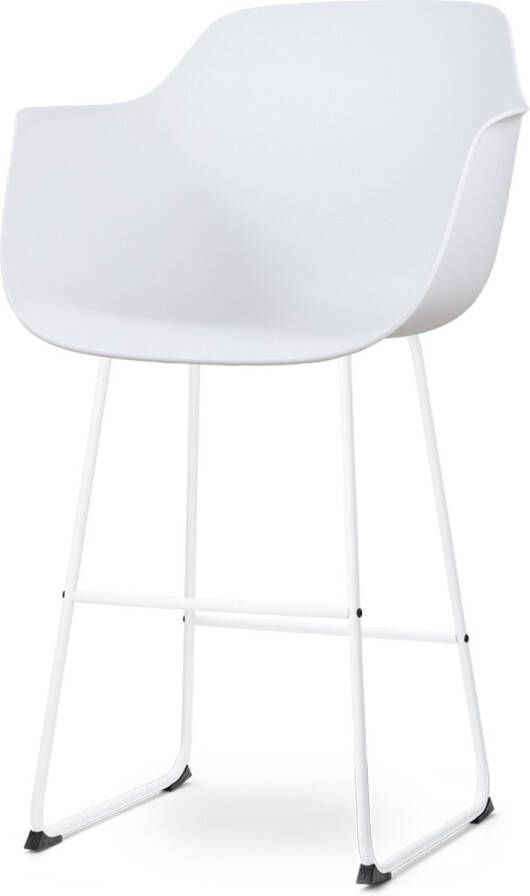 Nolon Nino-Puk Barkruk Wit met Armleuning Kunststof Wit Onderstel 75 cm Barkruk met Rugleuning