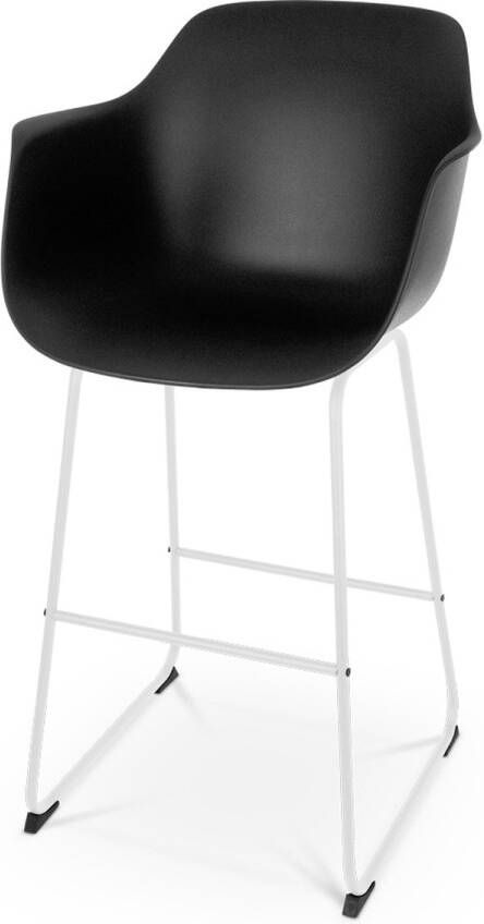 Nolon Nino-Puk Barkruk Zwart met Armleuning Kunststof Wit Onderstel 75 cm Barkruk met Rugleuning - Foto 2