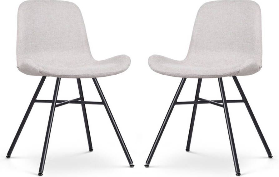 Nolon Noa-Fé Eetkamerstoelen Set van 2 Beige Stof Zwart Onderstel Modern - Foto 2