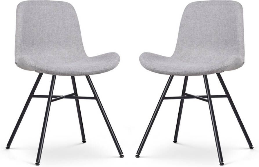 Nolon Noa-Fé Eetkamerstoelen Set van 2 Lichtgrijs Stof Zwart Onderstel Modern