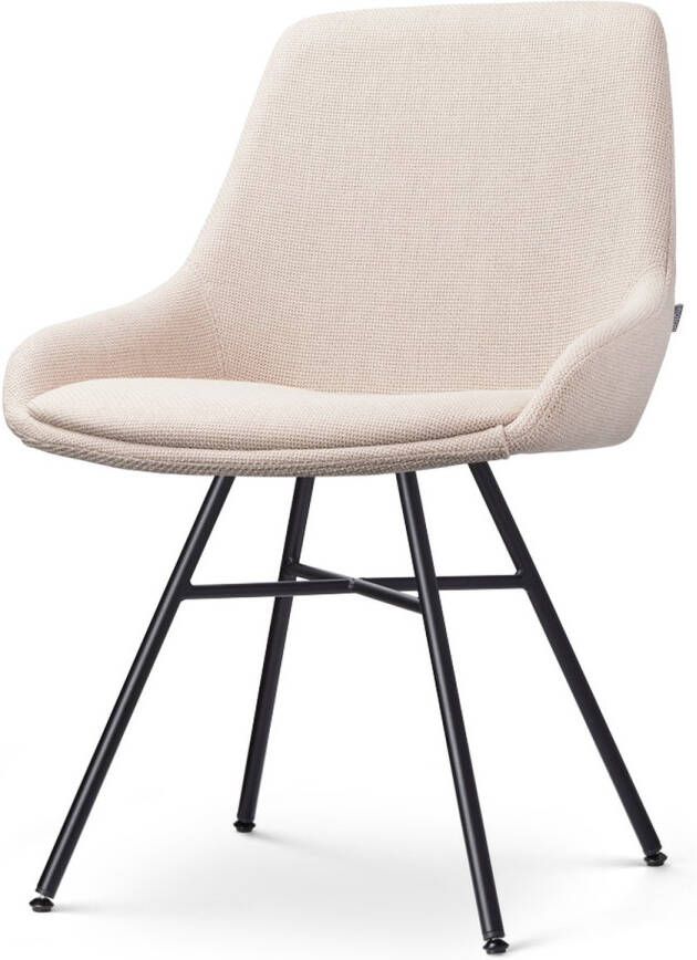 Nolon Noa-Isa Eetkamerstoel Beige Stof Zwart Onderstel Design Scandinavisch Comfortabel