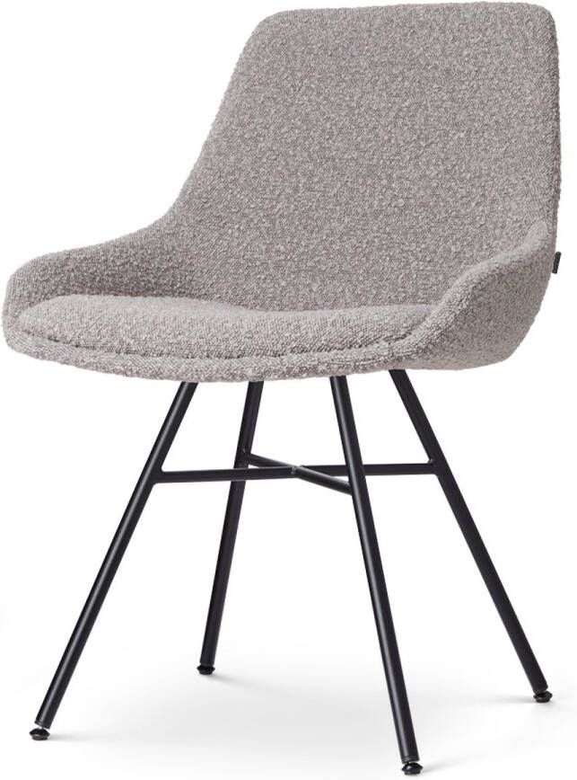 Nolon Noa-Isa Eetkamerstoel Bouclé Taupe Stof Zwart Onderstel Design Scandinavisch Comfortabel
