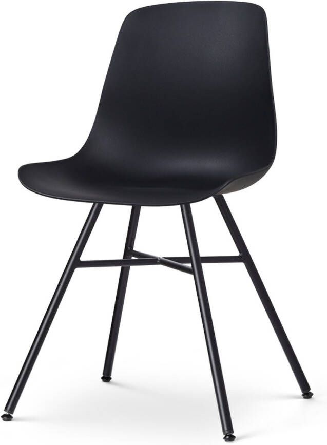 Nolon Noa-Pip Eetkamerstoel Zwart Kunststof Zitting Zwart Metalen Onderstel