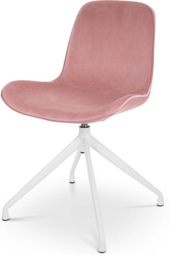 Nolon Nola draaibare eetkamerstoel velvet dusty pink wit onderstel