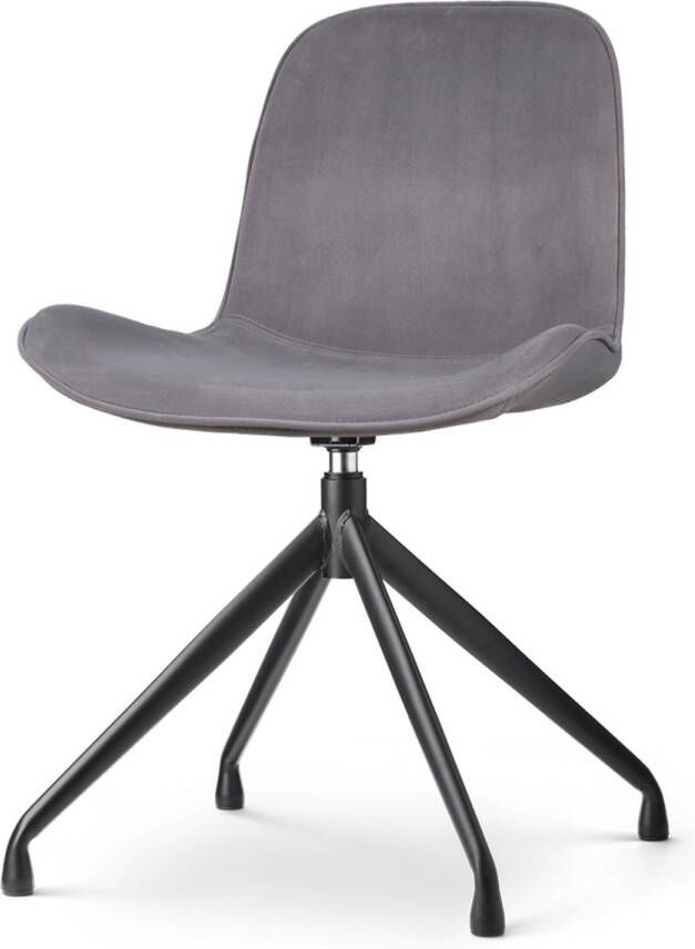 Nolon Nola-Fé Eetkamerstoel Draaibaar Grijs Velvet Fluweel Zwart Metalen Onderstel