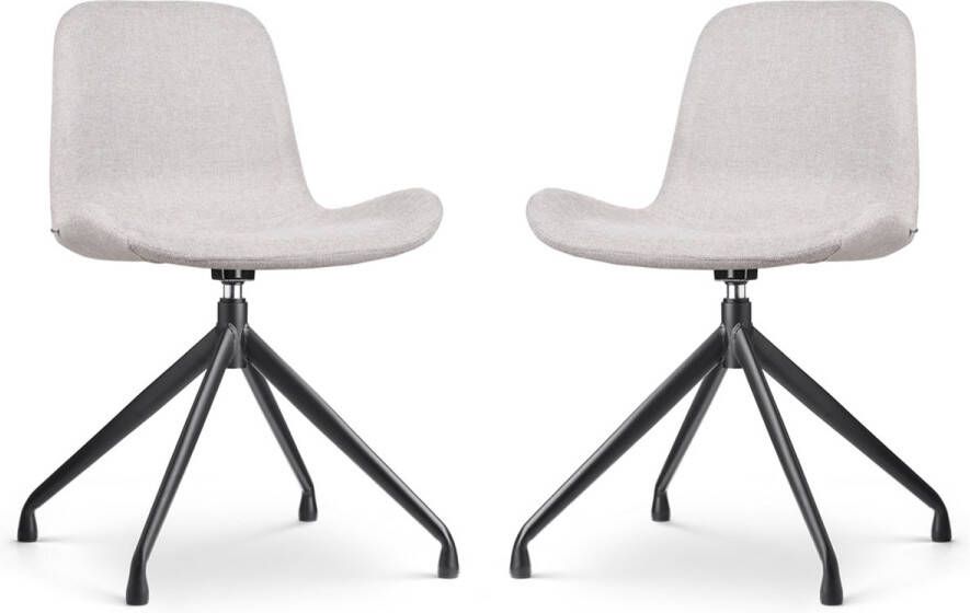 Nolon Nola-Fé Eetkamerstoelen Set van 2 Beige Draaibaar Stof Zwart Metalen Onderstel