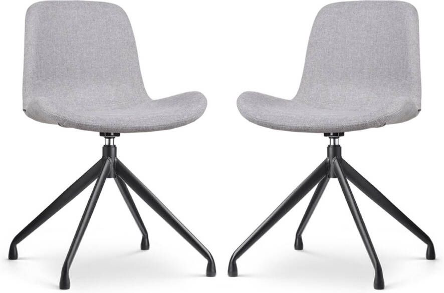 Nolon Nola-Fé Draaibare Eetkamerstoel Lichtgrijs Stof Zwart Onderstel Set Van 2 Eetkamerstoelen