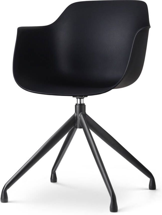 Nolon Nola-Puk Eetkamerstoel Draaibaar Zwart met Armleuning Kunststof Zwart Metalen Onderstel Kuipstoel met Armleuning