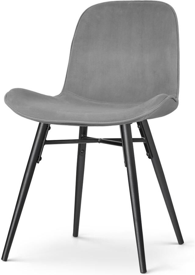 Nolon Nena-Fé Eetkamerstoel Grijs Velvet Fluweel Zwarte Houten Poten