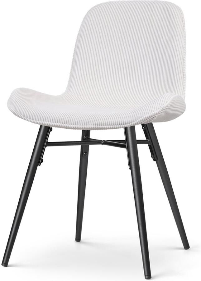 Nolon Nena-Fé Eetkamerstoel Ribstof Crème- Stof Zwarte Houten Poten