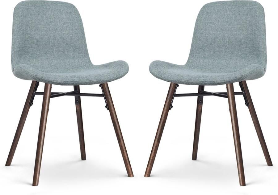 Nolon Nena-Fé Eetkamerstoelen Set van 2 Zacht Groen Stof Houten Poten Walnoot Kleur