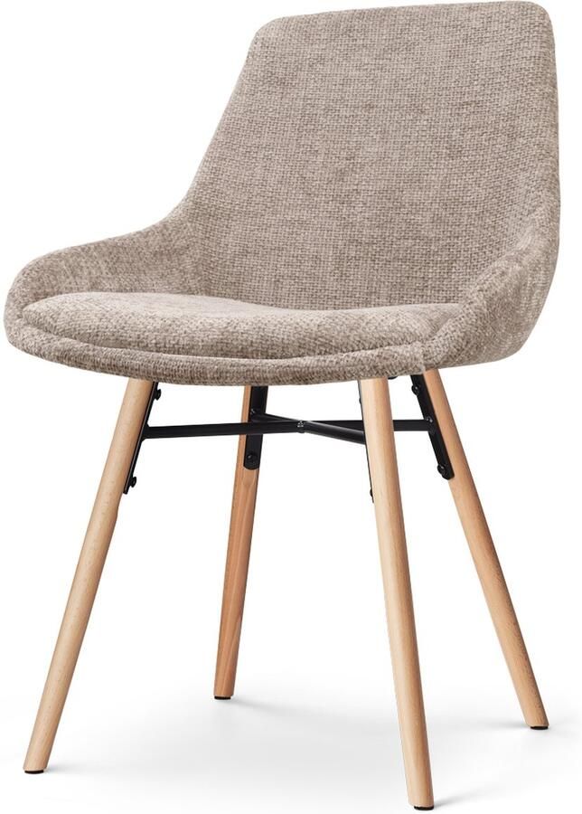 Nolon Nena-Isa Eetkamerstoel Bruin Stof Zonder Armleuning Houten Poten Scandinavisch Comfortabel