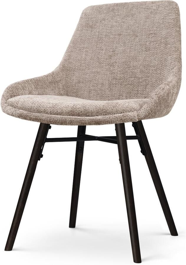 Nolon Nena-Isa Eetkamerstoel Bruin Stof Zonder Armleuning Zwarte Houten Poten Scandinavisch Comfortabel