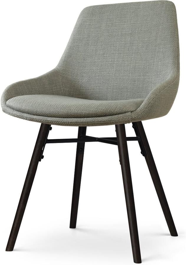 Nolon Nena-Isa Eetkamerstoel Groen Stof Zonder Armleuning Zwarte Houten Poten Scandinavisch Comfortabel