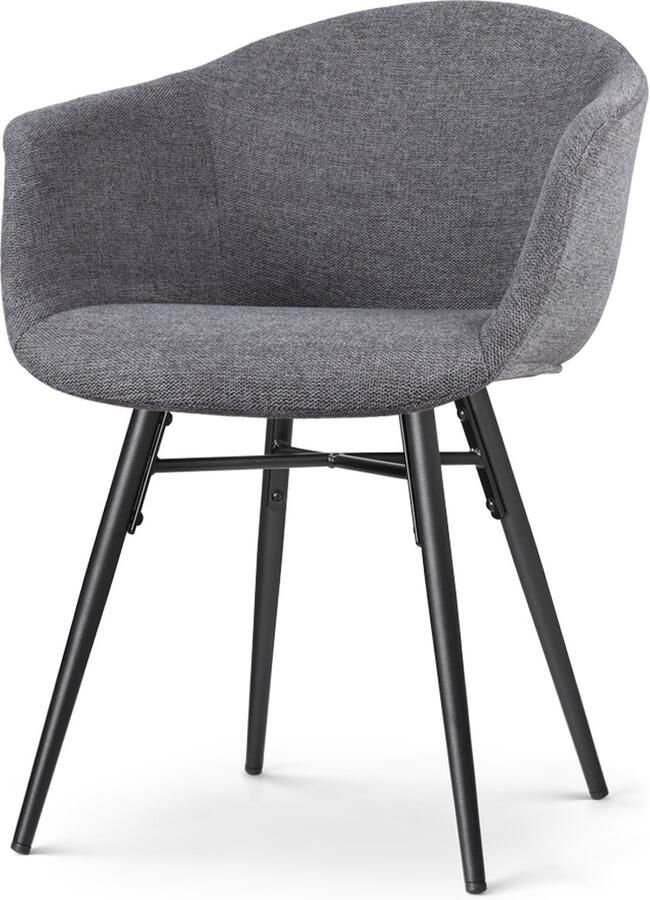 Nolon Nena-Otis Eetkamerstoel Donkergrijs met Armleuning Stof Zwarte Houten Poten