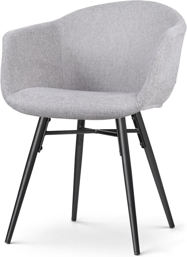 Nolon Nena-Otis Eetkamerstoel Lichtgrijs met Armleuning Stof Zwarte Houten Poten