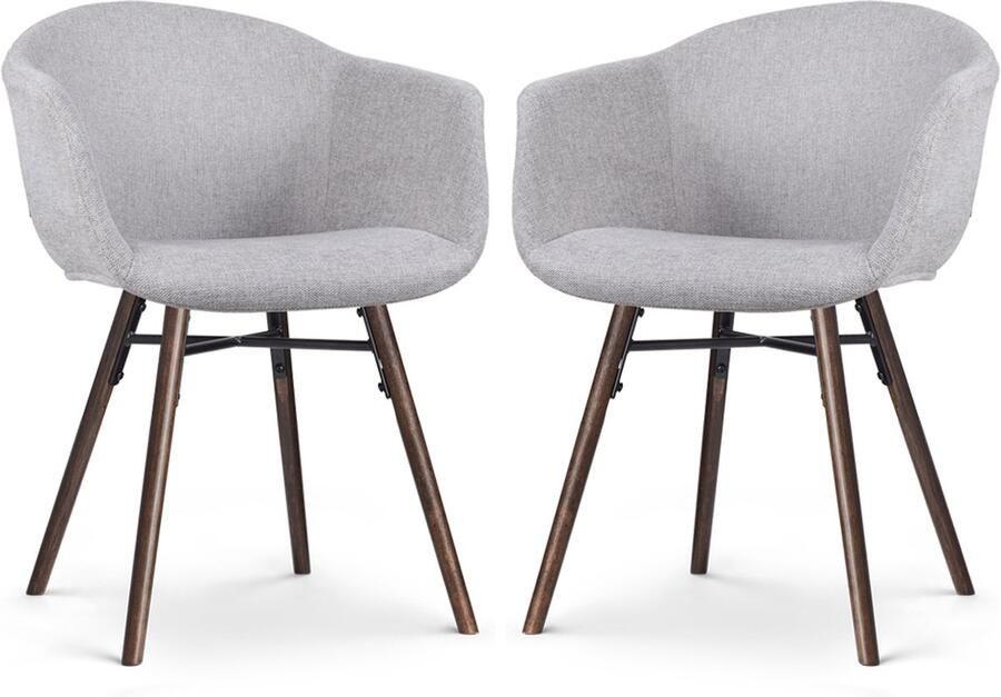 Nolon Nena-Otis Eetkamerstoel lichtgrijs walnoot houten onderstel set van 2