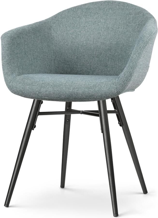 Nolon Nena-Otis Eetkamerstoel Zacht Groen met Armleuning Stof Zwarte Houten Poten