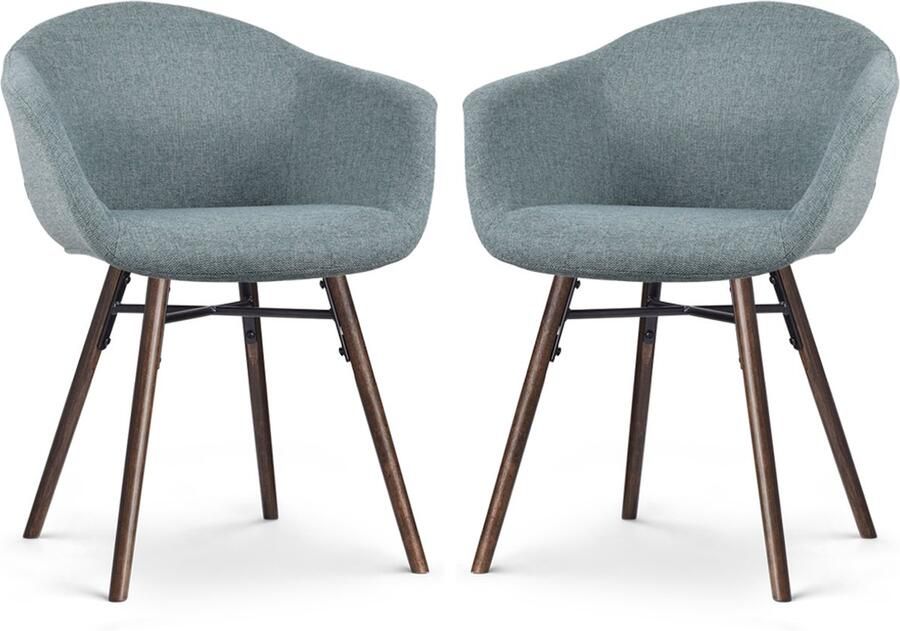 Nolon Nena-Otis Eetkamerstoel zacht groen walnoot houten onderstel set van 2