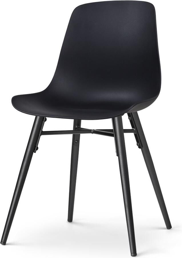 Nolon Nena-Pip Eetkamerstoel Zwart Kunststof Zitting Zwarte Houten Poten Scandinavisch