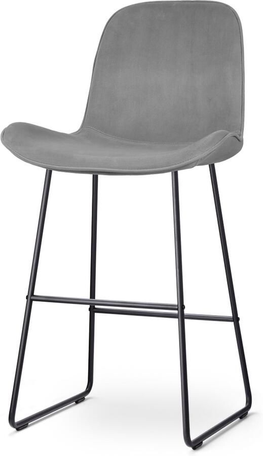 Nolon Nino-Fé Barkruk Grijs Velvet Fluweel Zwart Onderstel 75 cm Barkruk met Rugleuning