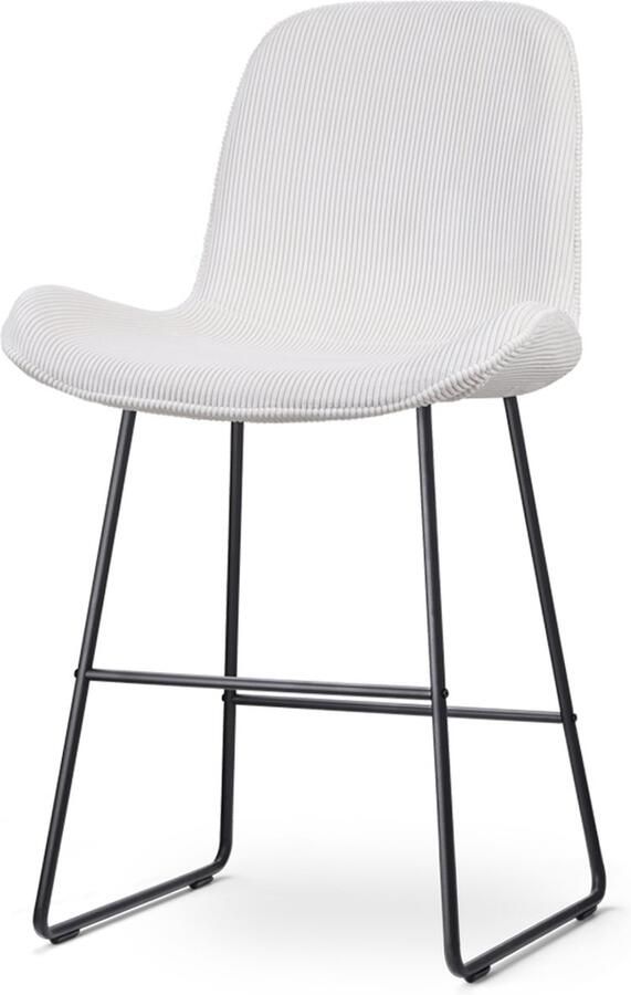 Nolon Nino-Fé Barkruk Ribstof Cr√ Me Zwart Onderstel 65 cm Stof Kookeiland Barkruk met Rugleuning