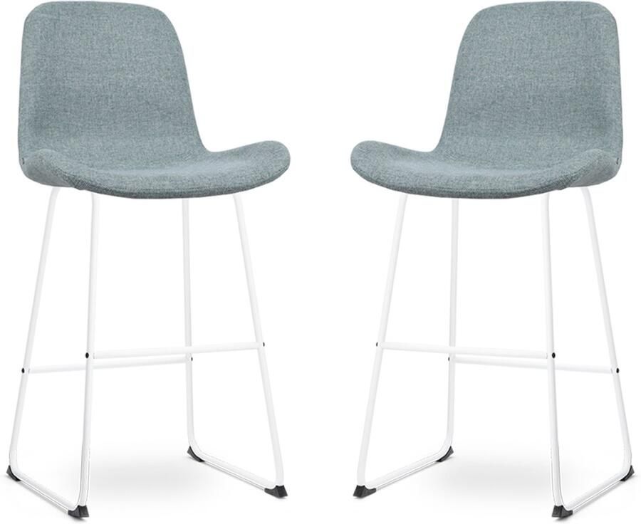 Nolon Nino-Fé Barkrukken Set van 2 Zacht Groen Wit Onderstel 75 cm Barstoel met Rugleuning Stof Keuken