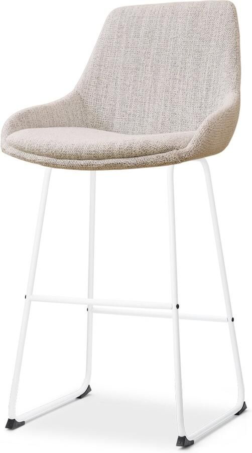 Nolon Nino-Isa Barkruk Beige Gemêleerd Wit Onderstel 75 cm Hoge Kruk Stof Barkruk met Rugleuning Design Comfortabel