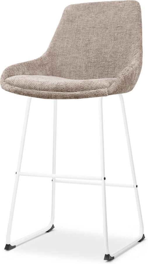 Nolon Nino-Isa Barkruk Bruin Wit Onderstel 75 cm Hoge Kruk Stof Barkruk met Rugleuning Design Comfortabel