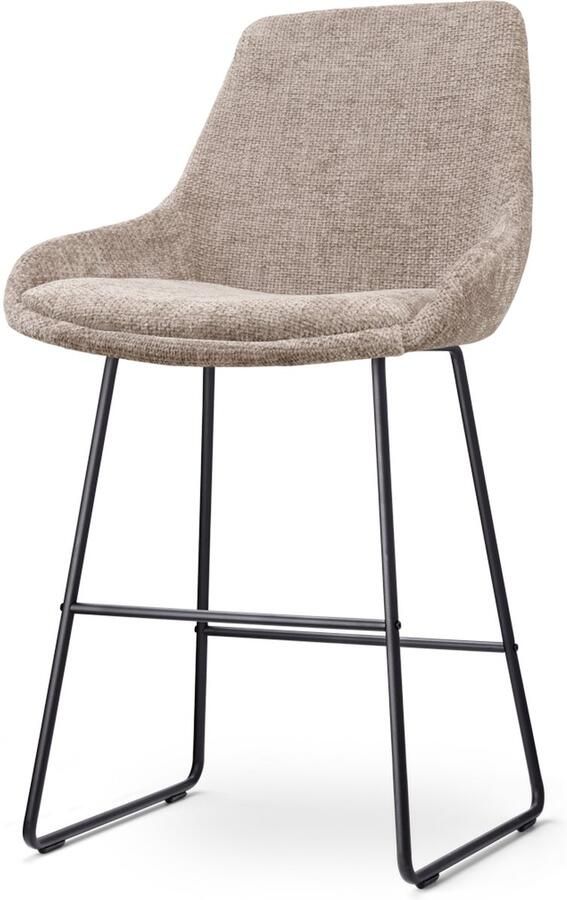 Nolon Nino-Isa Barkruk Bruin Zwart Onderstel 65 cm Stof Kookeiland Barkruk met Rugleuning Design Comfortabel