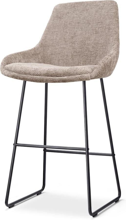 Nolon Nino-Isa Barkruk Bruin Zwart Onderstel 75 cm Stof Hoge Kruk Barkruk met Rugleuning Design Comfortabel