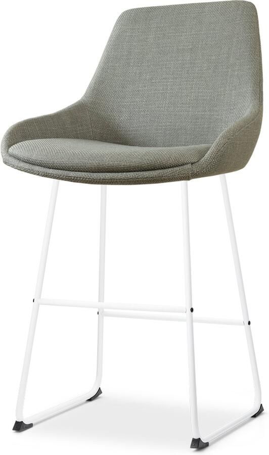 Nolon Nino-Isa Barkruk Groen Wit Onderstel 65 cm Stof Kookeiland Barkruk met Rugleuning Design Comfortabel