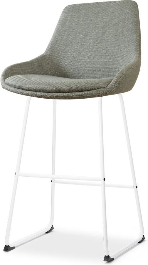 Nolon Nino-Isa Barkruk Groen Wit Onderstel 75 cm Hoge Kruk Stof Barkruk met Rugleuning Design Comfortabel