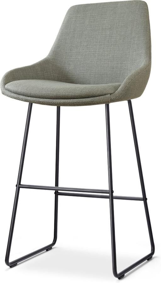 Nolon Nino-Isa Barkruk Groen Zwart Onderstel 75 cm Stof Hoge Kruk Barkruk met Rugleuning Design Comfortabel