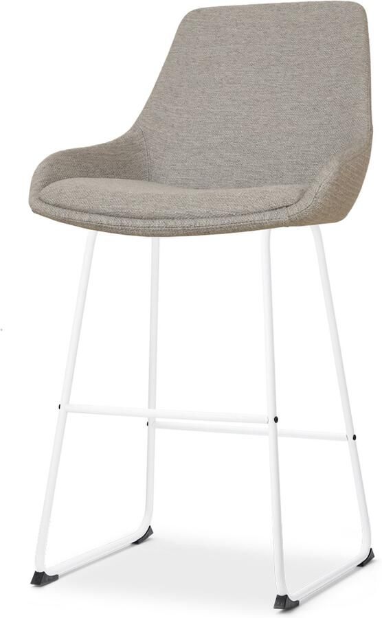 Nolon Nino-Isa Barkruk Warm Grijs Wit Onderstel 65 cm Stof Kookeiland Barkruk met Rugleuning Design Comfortabel