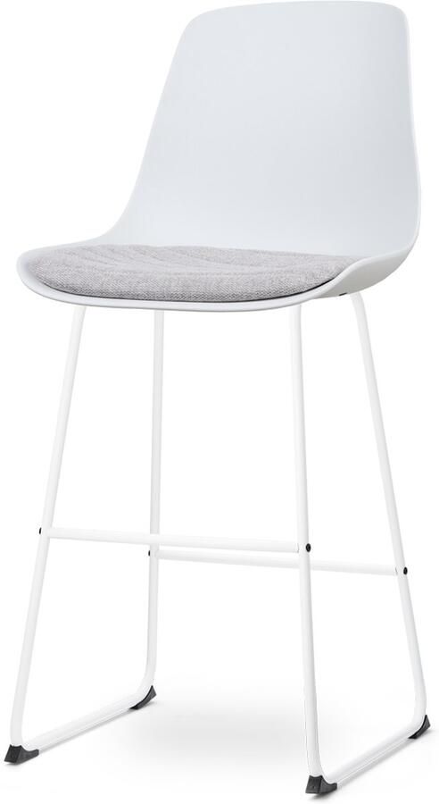 Nolon Nino-Liv Barkruk Wit met Lichtgrijs Zitkussen Wit Onderstel 75 cm Barstoel Barkruk met Rugleuning