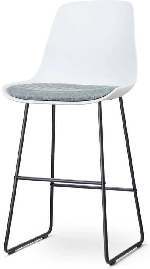 Nolon Nino-Liv Barkruk Wit met Zacht Groen Zitkussen Zwart Onderstel 75 cm Barstoel Barkruk met Rugleuning - Foto 2