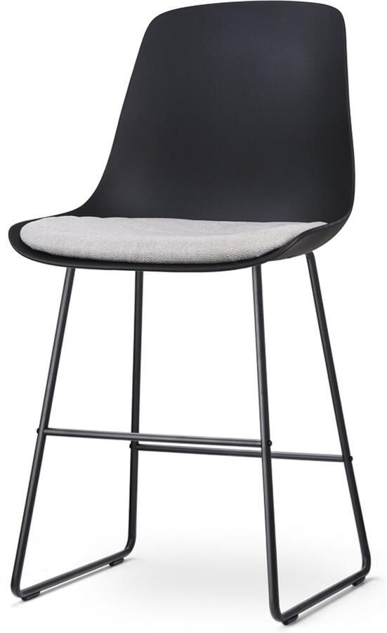 Nolon Nino-Liv Barkruk Zwart met Beige Zitkussen Zwart Onderstel 65 cm Kookeiland Barkruk met Rugleuning