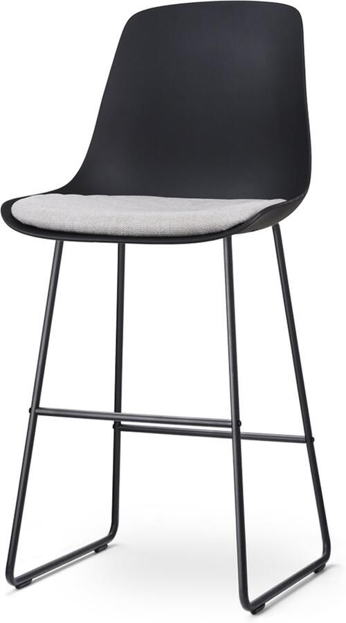 Nolon Nino-Liv Barkruk Zwart met Beige Zitkussen Zwart Onderstel 75 cm Barstoel Barkruk met Rugleuning